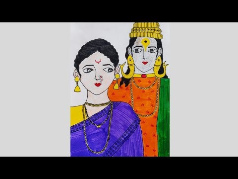 #How to draw Vithhal rukmini ❤️#Beautiful vithhal rukmini ❤️✨