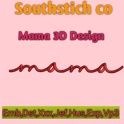 Mama 3d Embroidery Design Files - Etsy