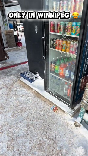 Why unplug the fridge? It’s -20°C outside 😂 Spotted at Domo Gas Station. #onlyinwinnipeg #winnipeg #winterpeg #winnipeglife | JB Junk Stories — Canada