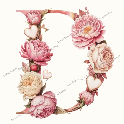 Pink Floral Monogram Letter D Fabric Panel, Quilt Sewing Square, Multiple Sizes, Fc5n - Etsy