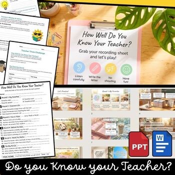How Well Do You Know Your Teacher Game Teacher Trivia Slides Activity Worksheets
