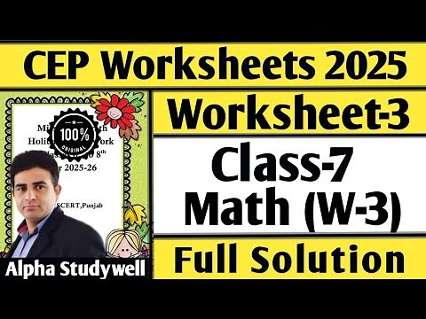 Class 7 math cep worksheet-3 full solution, 7th class cep math worksheet-3 fully solved