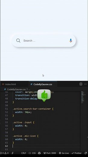 💡 Animated Hidden Search Box UI | HTML CSS JavaScript #webdevelopment #coding #htmlcss #shorts