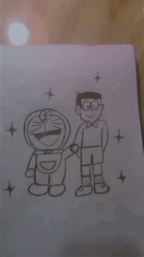 Doraemon & Nobita Drawing ✏️ | Easy Cartoon Sketch #shorts #artshorts