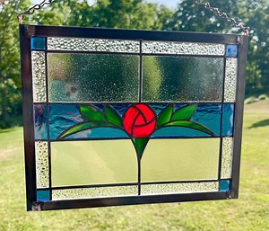 Edwardian Rose- Stained Glass Window Panel With Antique Metal Frame - Handcrafted Home Decor - Etsy Canada