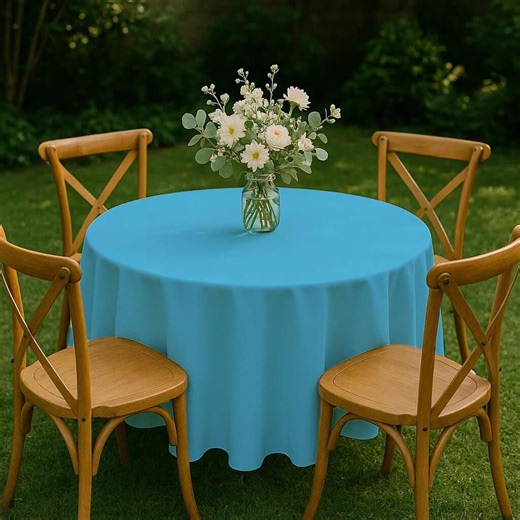 Handmade Turquoise Blue Round Tablecloth, Water Resistant Cotton-polyester - Etsy