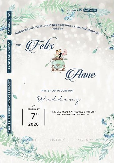 Christian wedding invitation video of Catholic family in english with Aesthetic design 285