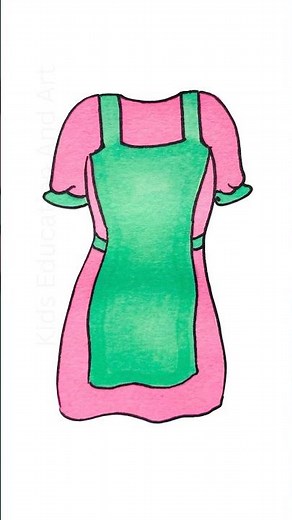 How to draw a dress with apron | easy drawing for kids #stepbystep #tutorial #kindergarten #kidstv