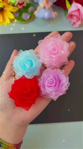 DIY Tulle Ribbon Rose Flowers