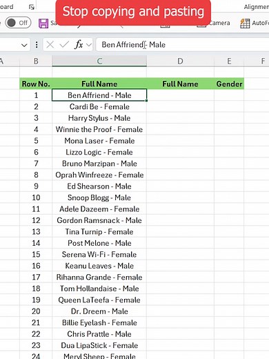 Effortless Excel: Automate Name Entries with Tips