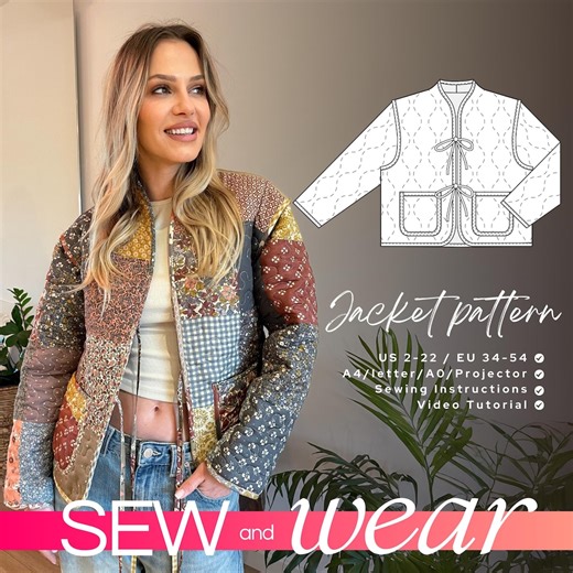 DIY Clover Quilted Jacket Sewing Pattern, Handcrafted Design Sewing Project, Patchwork Blazer With Pockets PDF Digital Sewing Pattern - Etsy