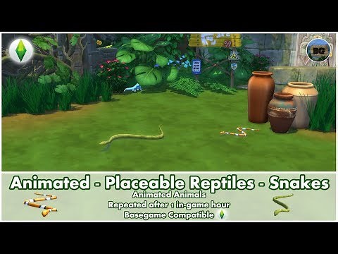 Bakies The Sims 4 Custom Content: Animated - Placeable Reptiles - Snakes 🐍
