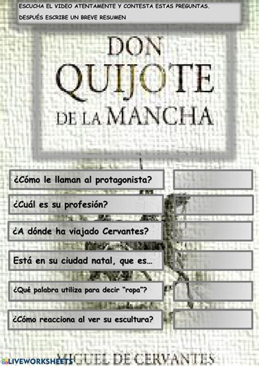 Cervantes en el futuro worksheet