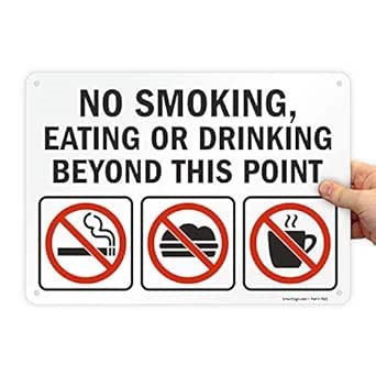 SmartSign "No Smoking, Eating Or Drinking Beyond This Point" Sign |10" x 14" Plastic