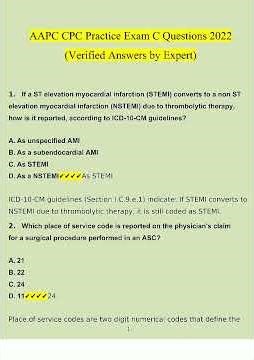 Aapc Cpc Practice Exam C Questions And Answers 2022 Verified Answers By Expert video