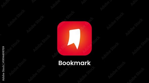 Bookmark app icon showing a dark rounded square with a bold red bookmark ribbon symbol, representing saved content, favorite links, and reading list management