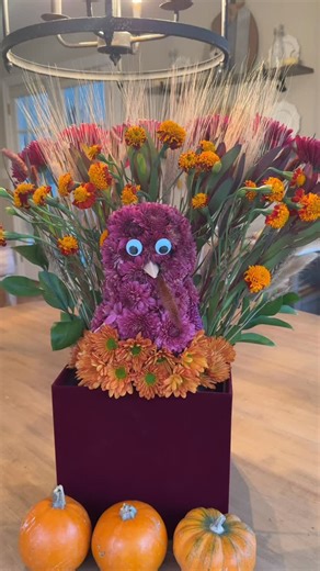 Christina Clericuzio | DIY turkey floral arrangement!🦃💐 Making the perfect floral arrangement for Thanksgiving and sipping my fave @bloomsupps glacier crush!!!... | Instagram