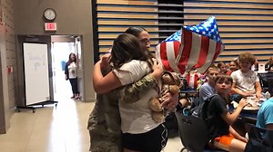 15K views · 239 reactions | Watch this heartwarming moment where a CNY mom and her daughter reunite after 5 months apart. The mother -- who had just come home from the Army -- surprised her daughter in ESM's Pine Grove Middle School cafeteria. Click here for the full story: https://www.localsyr.com/news/local-news/she-was-my-strength-to-keep-going-esm-army-mom-surprises-daughter-with-homecoming-at-school/ | NewsChannel 9 | Facebook