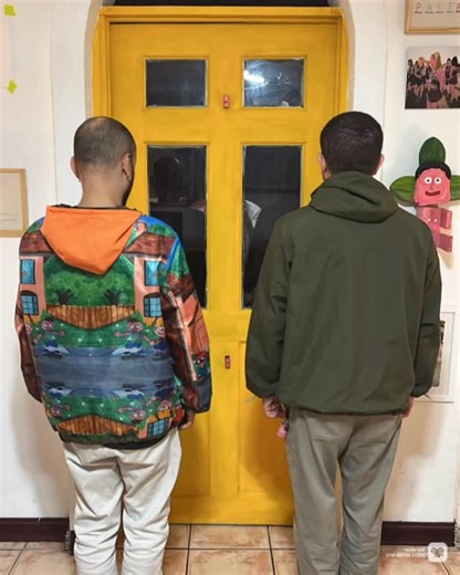 Milagro on Instagram: "Con mi amigo @valientepastel hicimos una pintura inspirada en dos series de nuestra infancia y la convertimos en una jacket impermeable y reversible. Disponible en nuestra página web, pueden pedir también por dm. P.d. La obra también está a la venta e incluye la jacket 🙂"