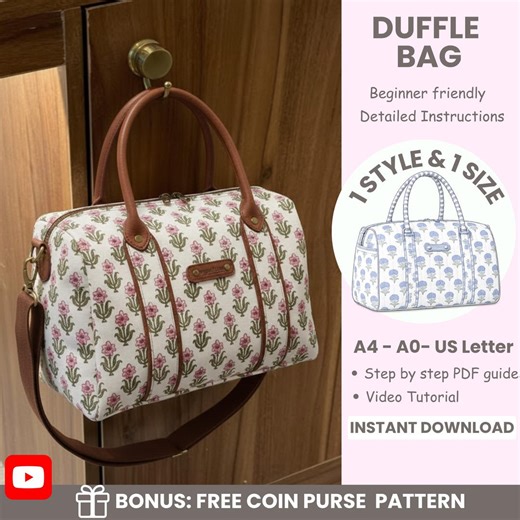 Duffle Bag Sewing Pattern PDF | Beginner Friendly Pattern Tutorial | Travel Bag Pattern | Weekender Bag Sewing Pattern | A4 US Letter - Etsy UK