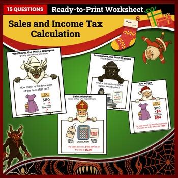 Christmas Worksheet - Sales and Income Tax Calculation