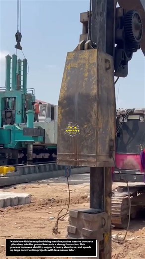 Massive Pile Driver Machine Installs Deep Foundations Fast