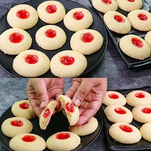 1.4M views · 6.8K reactions | 3 Ingredients Cookies Recipe | Jam Cookies | Eggless & Without Oven | Yummy | Yummy Recipes | Facebook