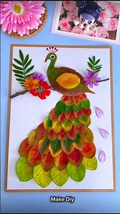How to Make Peacock with Leaves 🍃 | Easy Nature Craft at Home #autumnwreath #flowercraft #short