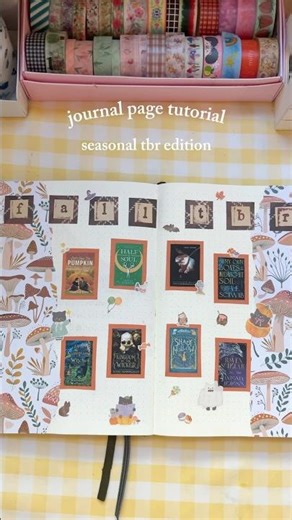 journal page tutorial🕯️ fall tbr edition! #journaltutorial #journaling #arttutorial #falltbr #books
