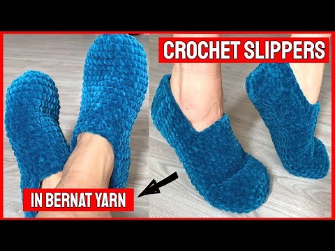 1 HOUR Crochet SLIPPERS in Bernat Yarn