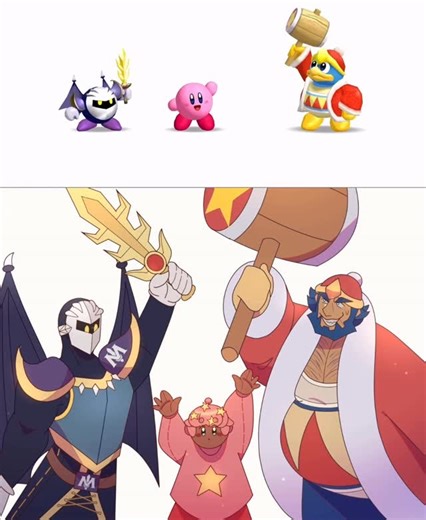 aisha 💫 on Instagram: "wanted to put these side by side (or well one on top of the other) #kirbyfanart #kingdedede #metaknight #kirbymemes #kirbykirbykirby"