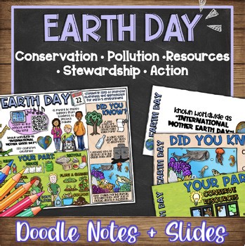 Earth Day Doodle Notes, Quiz & Slides | Environmental Science & Conservation