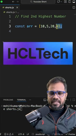 Can you find the 2nd highest number in an array? ❌ Without using sort() ✅ Using a single loop Clean logic. Optimized approach. Exactly what interviewers expect in frontend interviews 💯 If you’re preparing for JavaScript or DSA interviews, this is a must-know concept! Follow for daily coding tips & interview prep 👇 👉 @mohitdecodes #javascript #jsinterview #dsa #codingreels #mohitdecodes | MohitDecodes