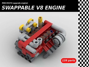 LEGO MOC-95570 Swappable turbocharged V8 engine (Technic 2021)