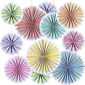 18 Pcs Colorful Hanging Paper Fans Decor Back to School Paper Fans Round Garlands Bulletin Board Classroom Decorations for Party Supplies Classroom Decor