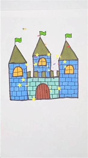 How to draw a castle 🏰 Step by step drawing for kids