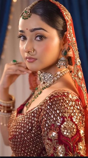Kajal Pandey on Instagram: "My Red bride Outfit and jewellery by @maeri_collection In frame @iamshonadwivedi Shot by @thenikhilvinay Makeup by @glittersby_kajal Hair by @nishikaverma_18 #trendingreels #bridal ##bridalmakeup #bridalinspo #redbride #bollywood #bridesoﬁndia #indianbride #viral #transition"