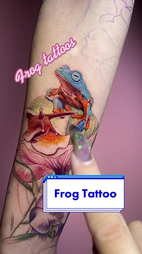 Colorful Frog Tattoos by Kayla My at SoCal Tattoo Shop