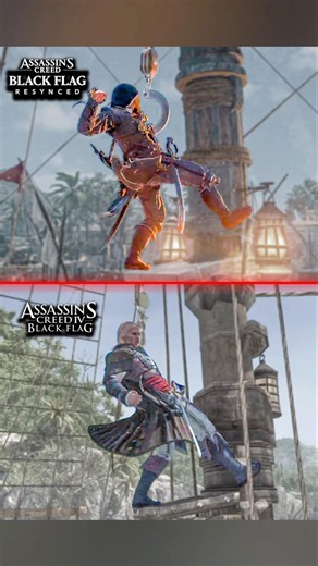 New AC Black Flag Resynced VS Old AC Black Flag "New Animation" 2 😯#assassinscreed #gaming