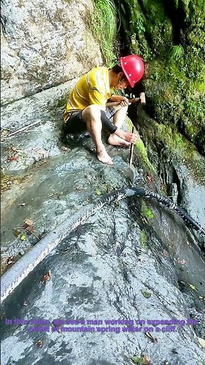 Expanding Mountain Spring Water Outlet on Cliff