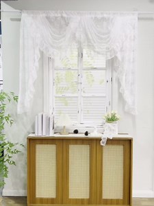 Gxi Ruffle Sheer Curtain Waterfall Valance for Living Room Floral Print Rod Pocket Voile Curtain for Kitchen Window Treatment Swags 1 Panel Width 59 Inch