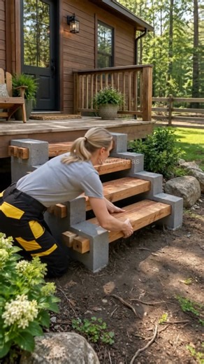 Easy DIY Outdoor Stairs with Cinder Blocks! 🧱✨