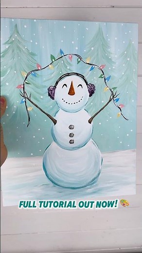 Beginner Christmas snowman painting tutorial! 🎨☃️#Christmas #easypainting #paintingideas #diyideas