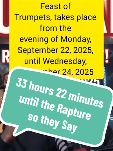 so In approx 33 hours 22 minutes. The temple needs to be rebuilt. The Apostasy needs to occur. and the unveiling of the anti Messiah needs to happen before the Rapture according to these false prophets. #ahava_emeth_ministries #raptureready✝️ #rapturedream #raptureiscoming #elrapto