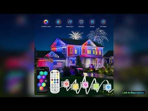 147FT 90LEDs Permanent Outdoor Light String APP Smart RGBIC Eaves LED Lights DIY Scene Modes