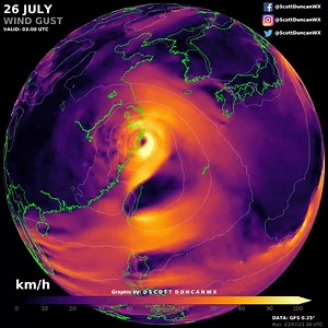 ⚠️ Typhoon In-Fa on path to deliver strong winds and enormous rainfall totals to eastern parts of China, including Shanghai. Considerable storm surge and inundation likely to be pushed into the Hangzhou Bay area. Over 200 million people will feel the impacts. | Scott Duncan