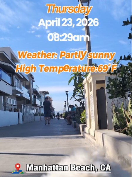 Morning check 🌤️ Manhattan Beach is serving cool, coastal vibes today! At 8:29 AM, temps are in the mid-60s°F with plenty of sunshine to start your day. Expect a high of 69°F this afternoon with a light ocean breeze, then cooling down to around 61°F tonight 🌊 Perfect day for a beach walk, coffee runs, or getting things done with a view ☀️ How are you spending this beautiful day? 👇 #ManhattanBeach #BeachWeather #CaliforniaVibes #SunnyDays #CoastalLiving #WeatherUpdate #SoCalLife #MorningVibes