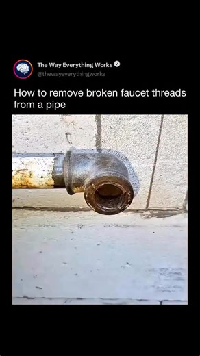 The Way Everything Works on Instagram: "A broken faucet thread can look like a total plumbing disaster, but a bit of physics and the right tools often turn it into a surprisingly simple fix. When threads snap off inside a pipe, the goal is to remove the fragment without damaging the surrounding fitting. Plumbers use internal extractors that grip tighter as torque is applied, allowing the broken piece to twist out cleanly. Another method involves carefully cutting a small notch in the stuck threa
