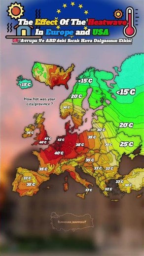 Heatwave map of Europe | ☀️🇪🇺🇺🇸. #europe #map #mapping #geography #history #mapper