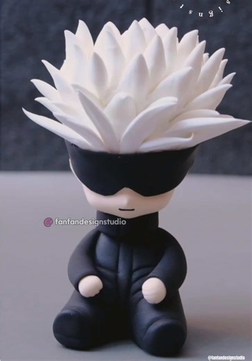 how to make a Gojo chibi doll with polymer clay air dry foam clay crafts art tutorial #gojo #clay #clayart #craft #chibi